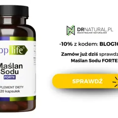 Suplement diety Maślan Sodu FORTE od SuppLife, wsparcie dla jelit. Zamów z rabatem -10% na DRnatural.pl.