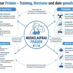 Protein, trening, hormony i genetyka to klucz do budowania mięśni u kobiet.