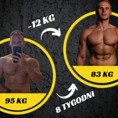Metamorfoza sylwetki kulturysty: z 95 kg do 83 kg w 8 tygodni.