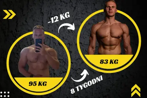 Metamorfoza sylwetki kulturysty: z 95 kg do 83 kg w 8 tygodni.