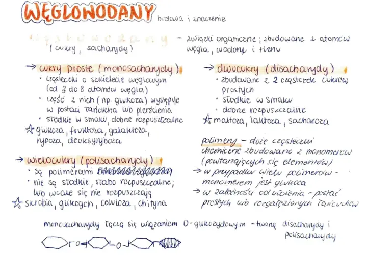 Węglowodany to związki organiczne, które mają dużo węglowodanów. Występują w postaci cukrów prostych, dwucukrów i wielocukrów.