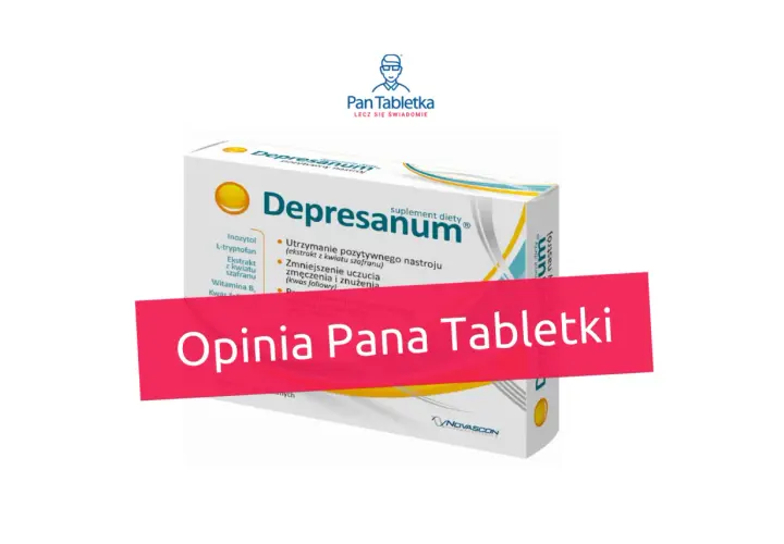 Opakowanie suplementu Depresanum, który może pomóc w walce z objawami depresji. Zawiera m.in. taurynę.