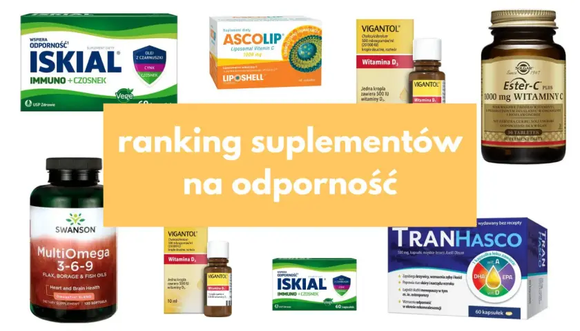 Ranking suplementów na odporność: Iskial, Ascolip, Vigantol, Solgar Ester-C Plus, Swanson MultiOmega, Tranhásco.